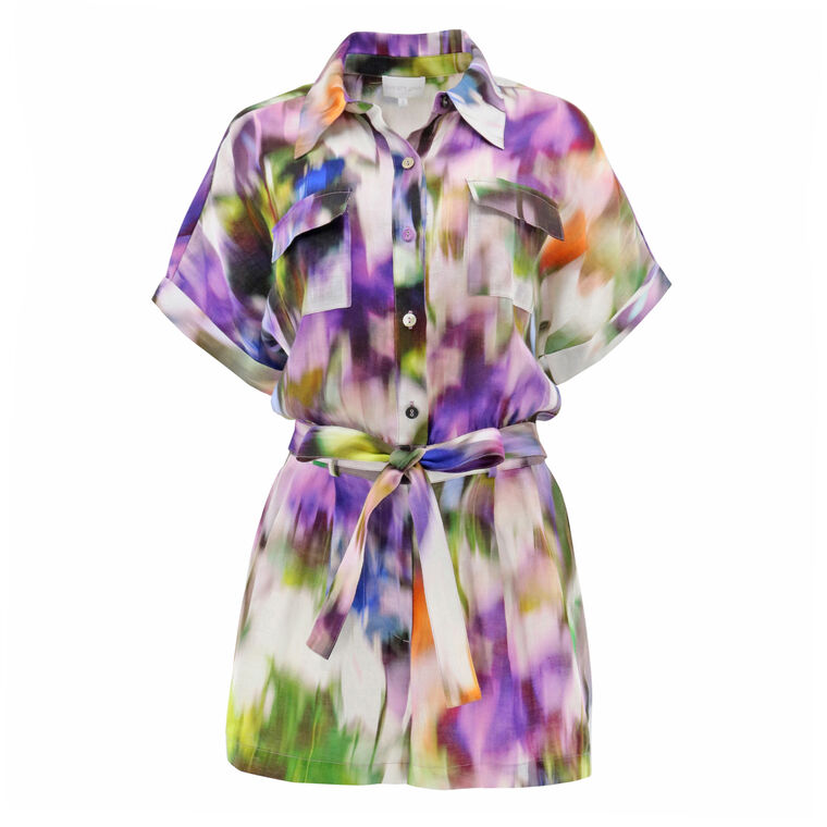 Amaya Short Sleeve Belted Romper image number null