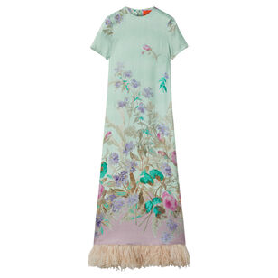 Short Sleeve Swing Dress With Feathers