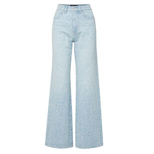 Taylor Floral-Embroidered High-Rise Wide-Leg Jean