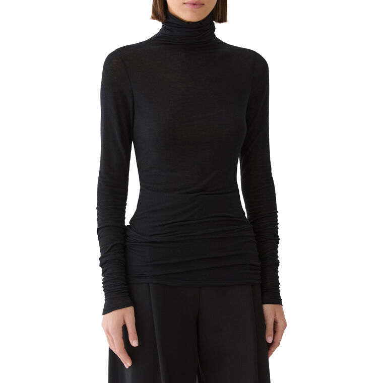 Long Sleeve Elongated Fitted Turtleneck image number null