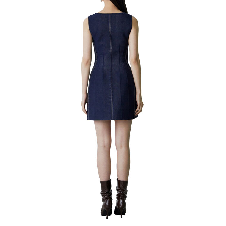 Sweetheart Neckline Sleeveless Denim Tulip Mini Dress image number null