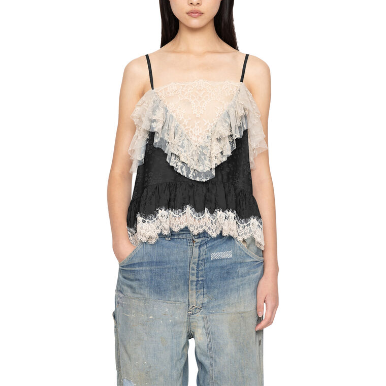 Ethel Solid Camisole Top With Lace Detail image number null
