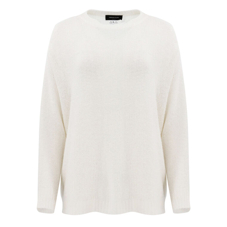 Long Sleeve Sweater In Soft Cashmere-Silk Blend image number null