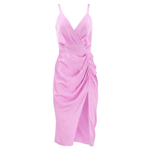 Carmel Silk Draped Midi Dress