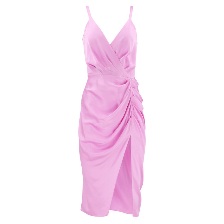 Carmel Silk Draped Midi Dress image number null