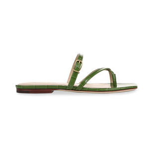 Marthe Croco Crisscross Buckle Flat Slide Sandal
