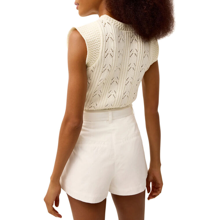 Nelly Short Sleeve Pointelle Knit Top image number null