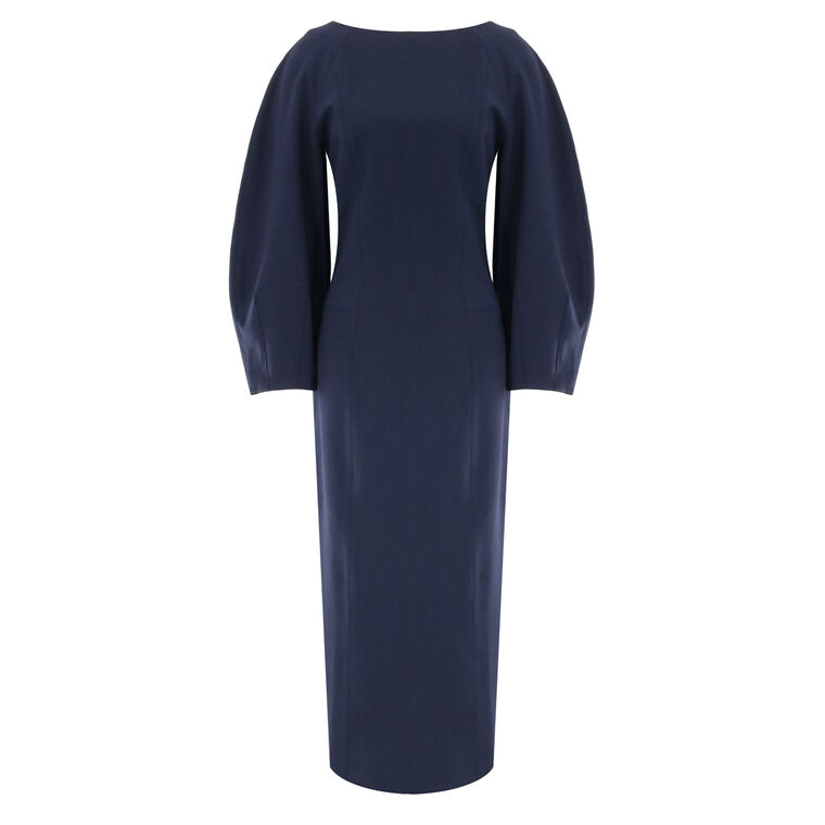 Long Sleeve Crewneck Midi Dress image number null