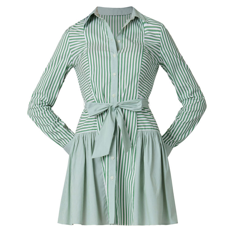 Ruth Long Sleeve Belted Button-Front Mini Shirt Dress image number null