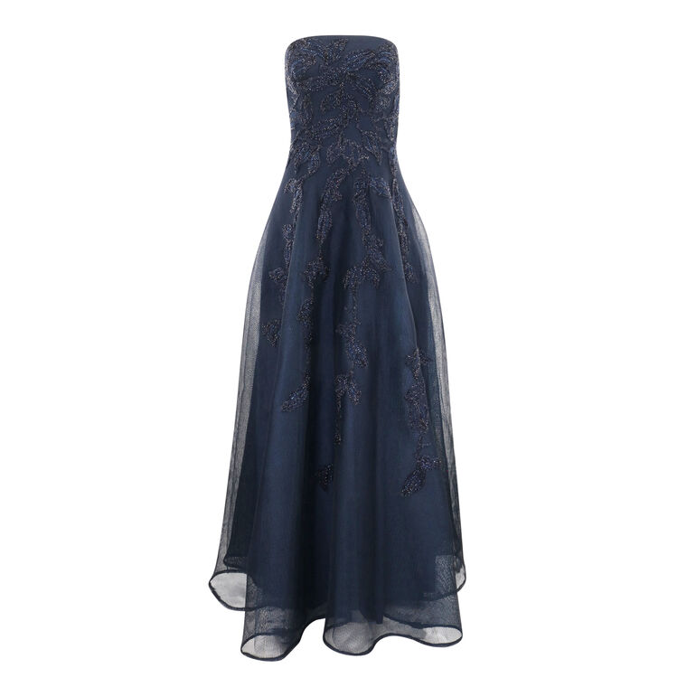 Embroidered Lace Applique Off-The-Shoulder Gown image number null