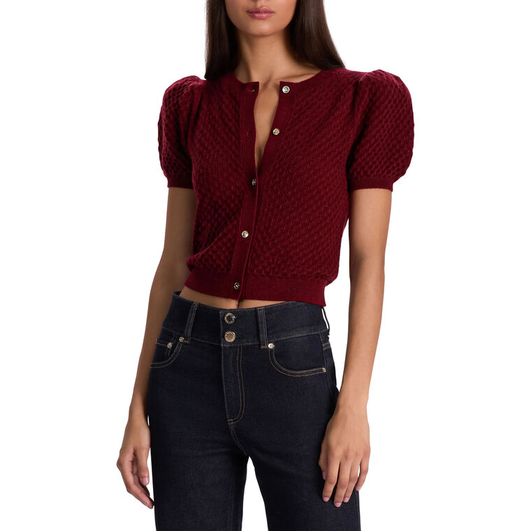 Sabine Short Puff Sleeve Cashmere Cardigan image number null