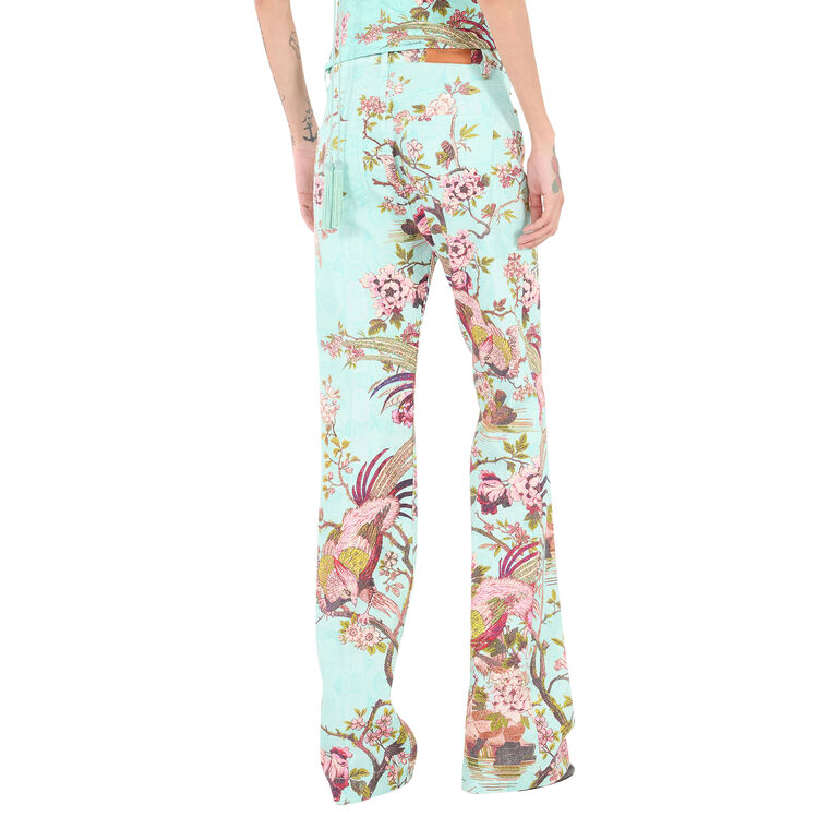 Bootcut Bird-Print Pants image number null