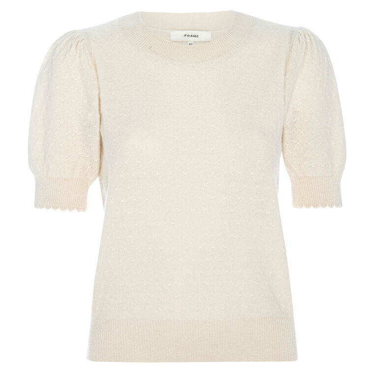 Pointelle Puff Sleeve Sweater image number null