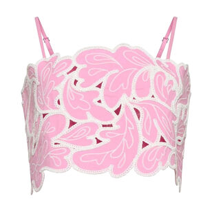 Sleeveless Paisley Bloom Embroidered Caterina Crop Top