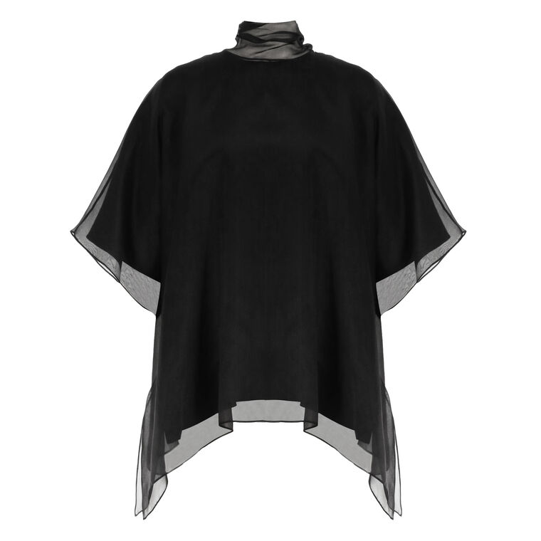 The Cali Organza Short Sleeve Blouse With Neck Tie image number null