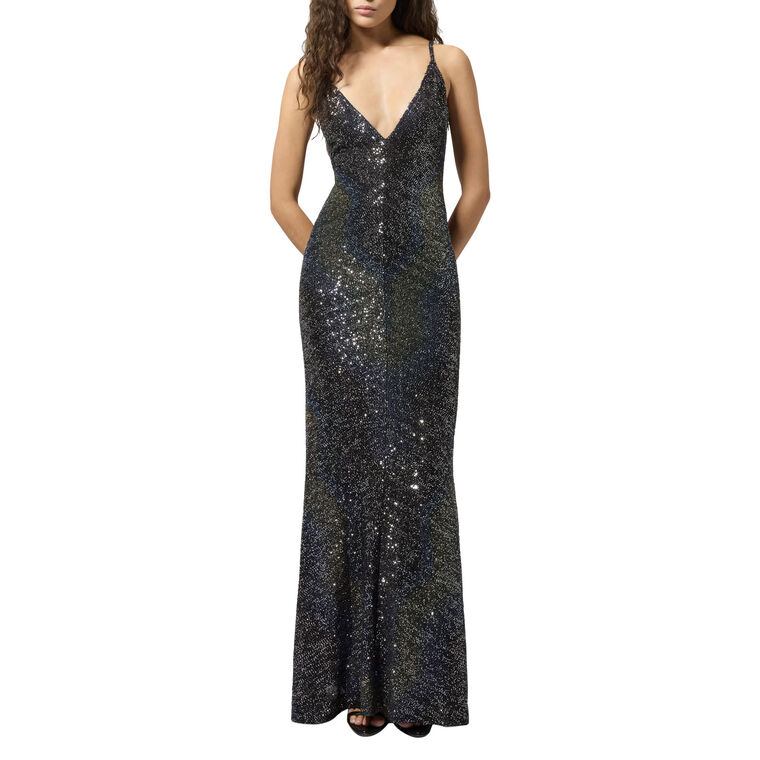 Spaghetti Strap Sequin Maxi Dress image number null