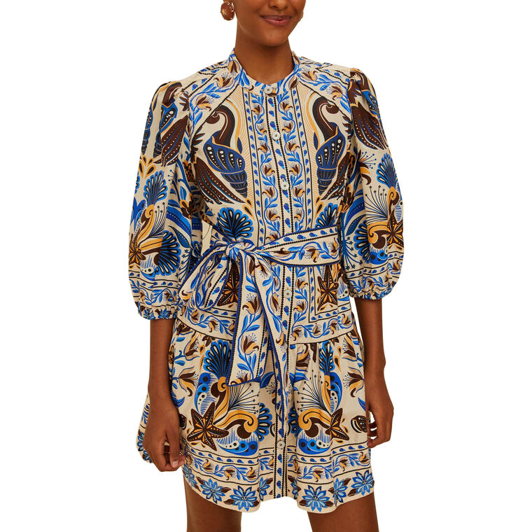 Nature Land Long Sleeve Belted Mini Dress image number null