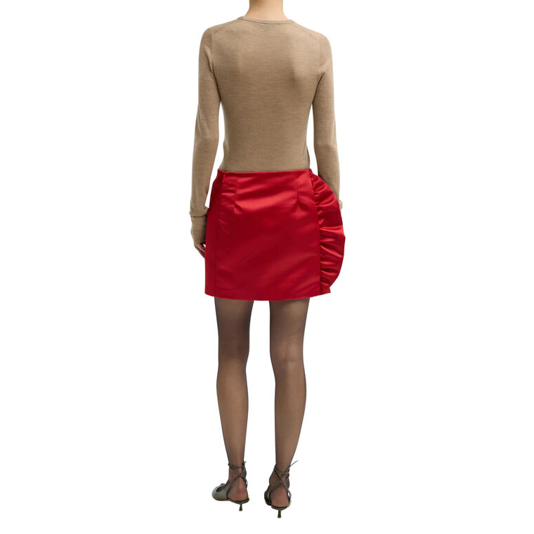 Tech Satin Side Ruffle Mini Skirt image number null