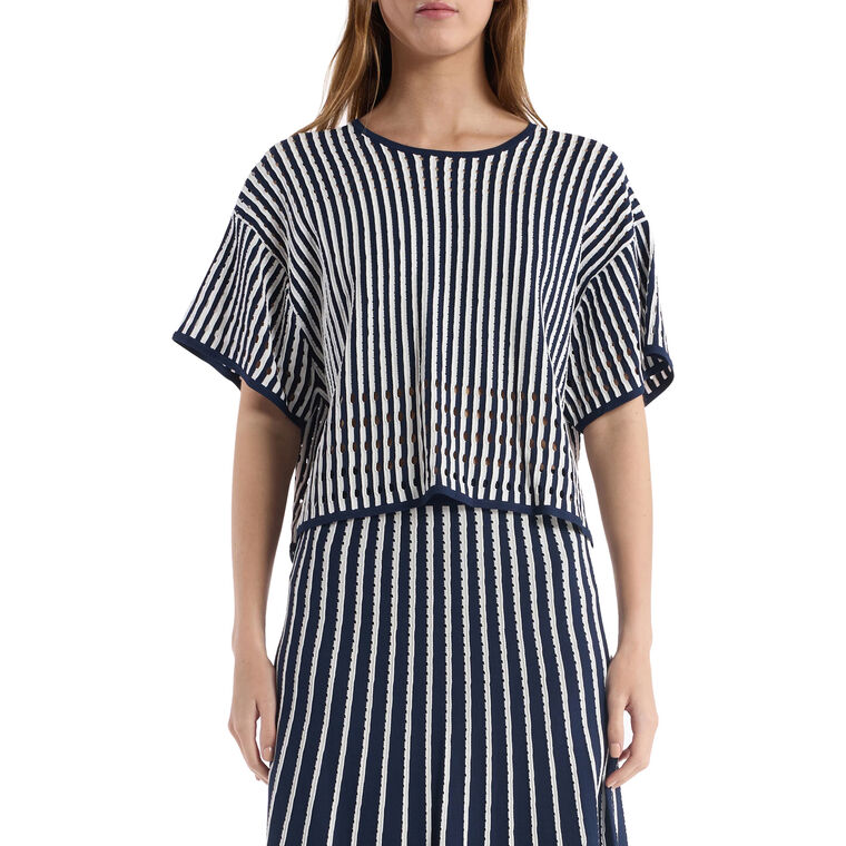 Nellie Short Sleeve Knit Pinstripe Top image number null
