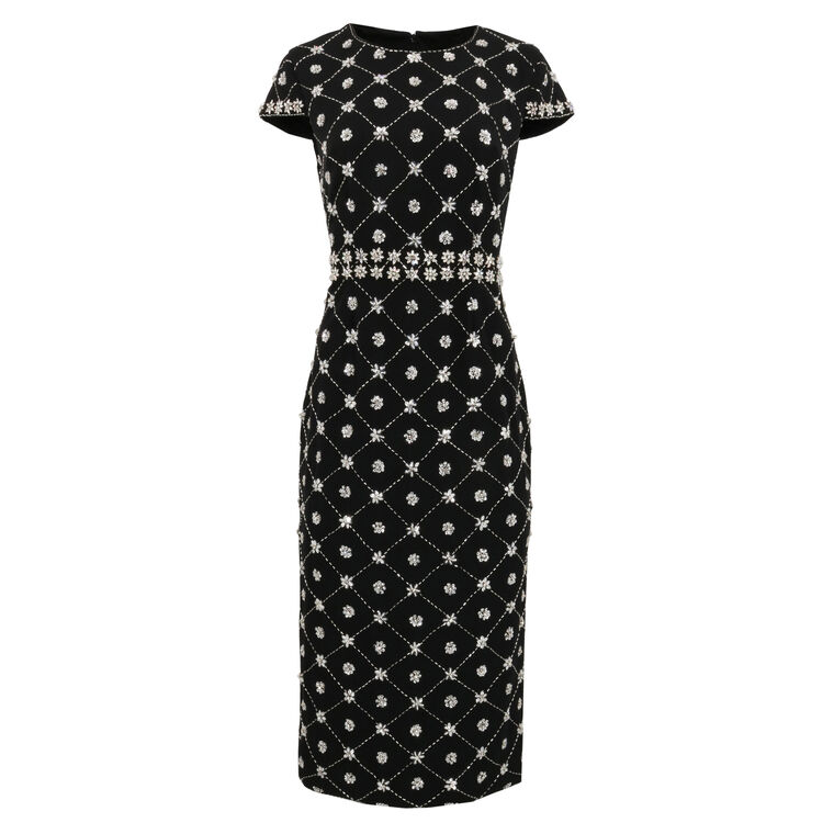 Embellished High Neck Midi Dress image number null