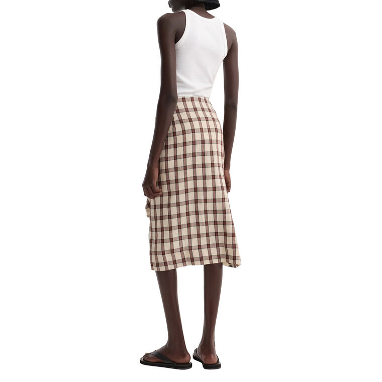 Draped Check Midi Skirt image number null