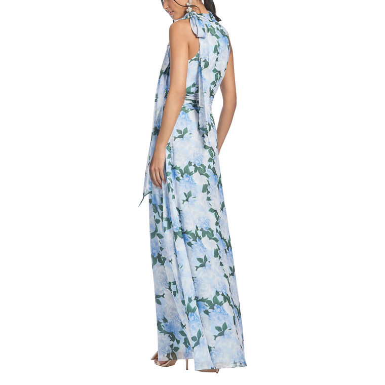 Kayla Tie-Neck Sleeveless Chiffon Gown image number null