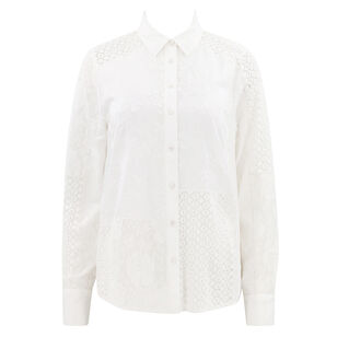 Streep Patchwork Embroidery Shirt
