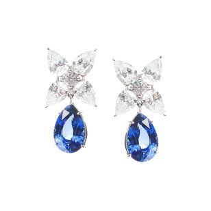 Marquise Flower Earrings With Sapphire Drop