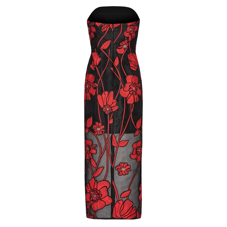 Shiloh Strapless Grand Fleur Embroidered Maxi Dress image number null