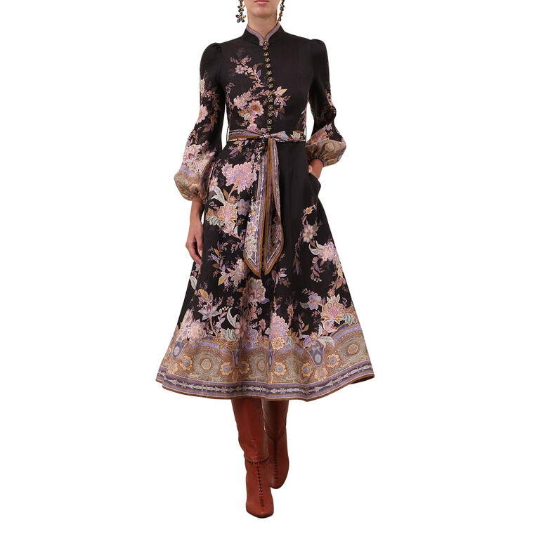 Luna Long Sleeve Button Midi Dress image number null