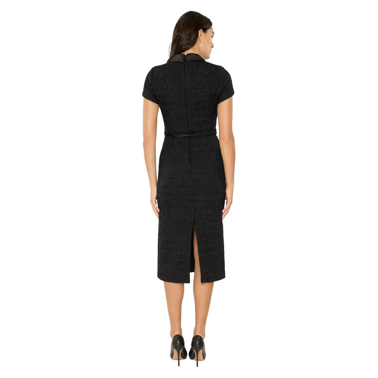 Bardot Short Sleeve Button-Front Tweed Midi Dress image number null