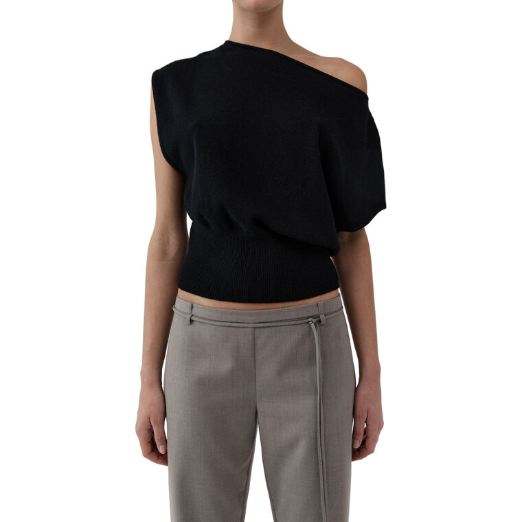 Short Sleeve Cashmere Asymmetric Top image number null