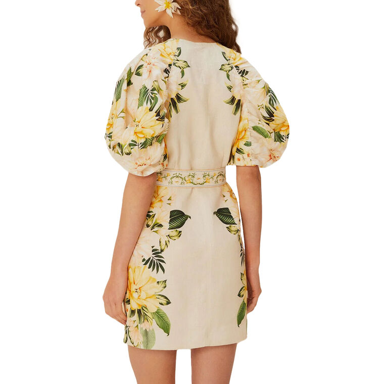 Garden Cascade Puff Sleeve Mini Dress image number null