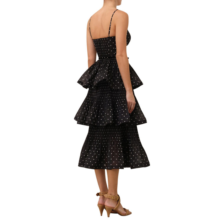 Sleeveless Pleated Tiered Midi Dress image number null