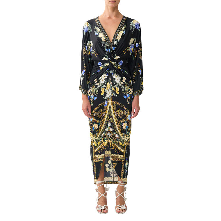 Long Split Front Twist Maxi Dress image number null