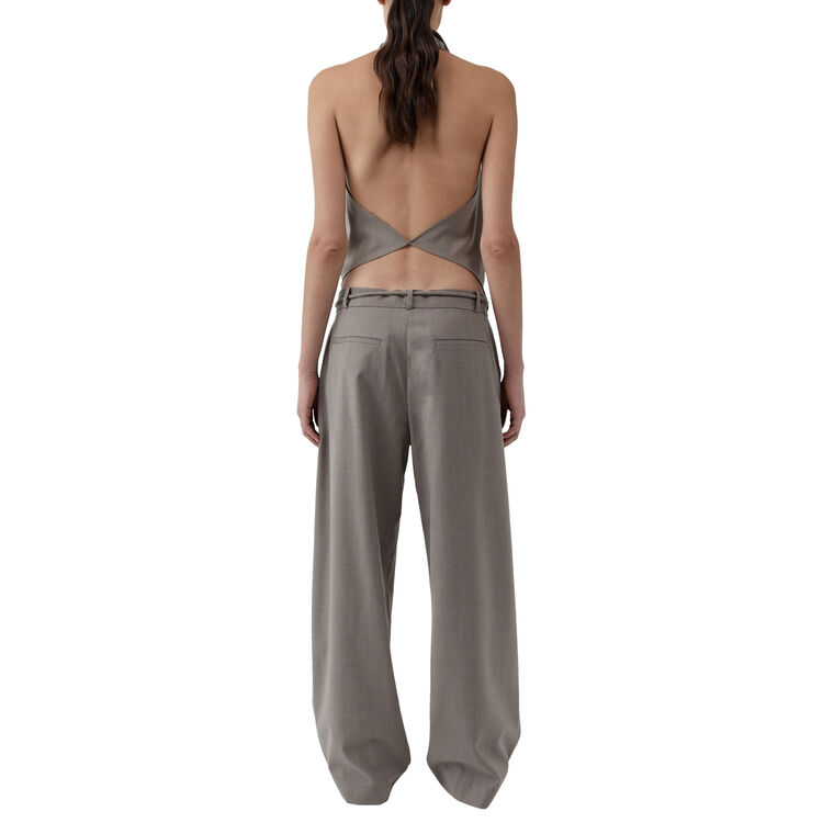 Sleeveless Wool Cowl Backless Top image number null