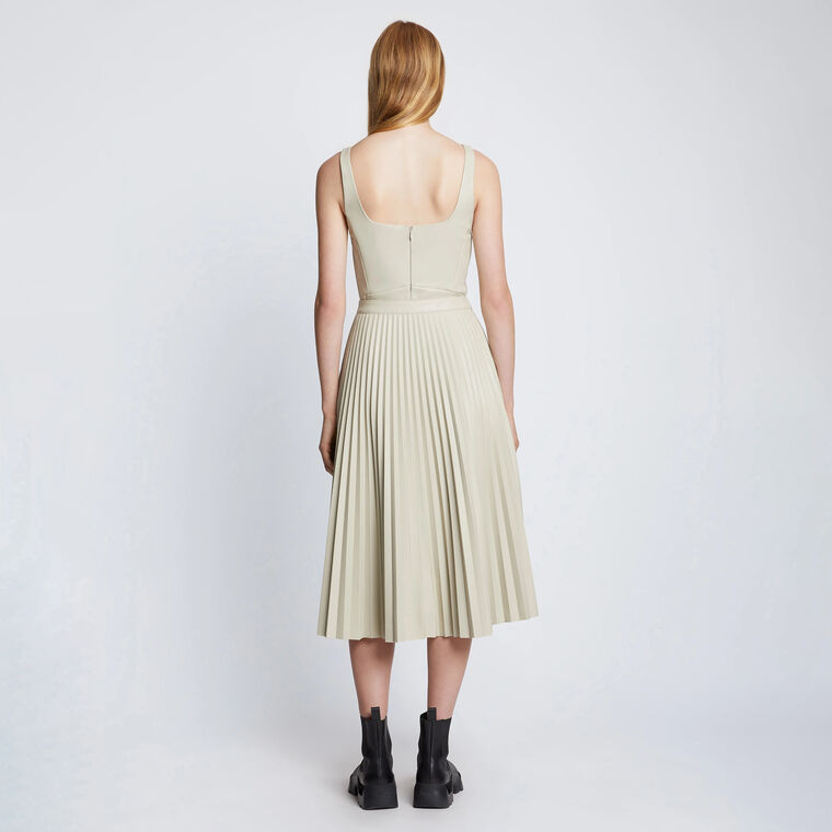 Daphne Pleated Skirt in Faux Leather image number null