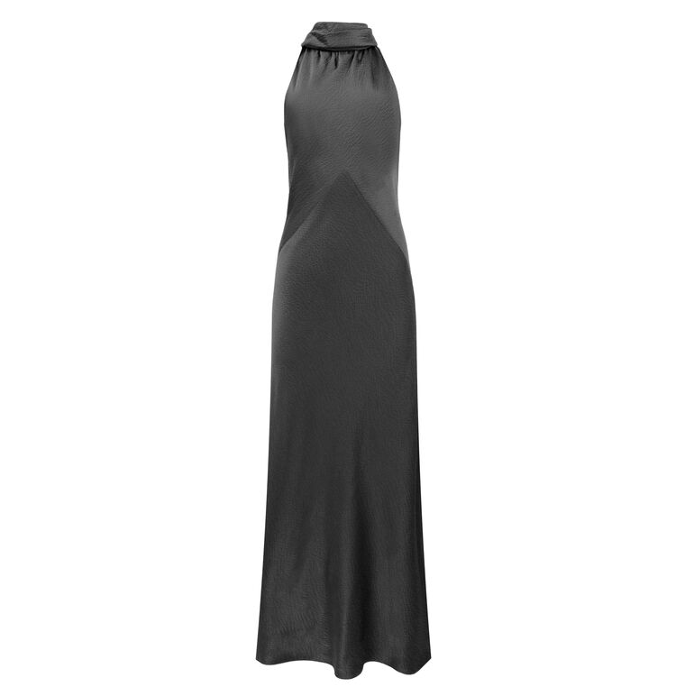 Hammered Satin Halter Neck Gown image number null