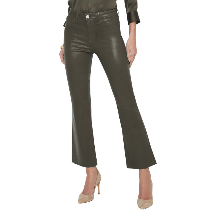 Kendra High Rise Crop Flare Coated Jean image number null
