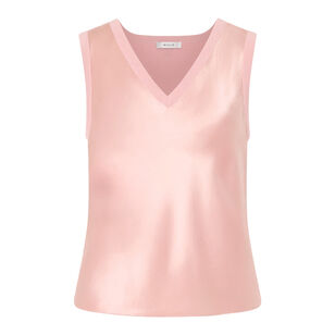 Satin-Knit Combination V-Neck Shell Top