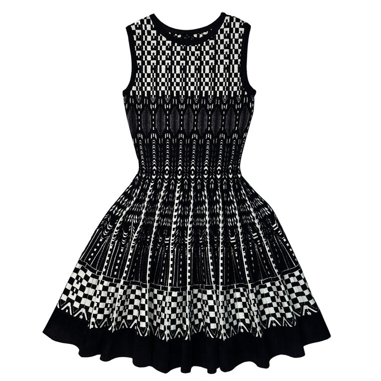 Checkered Jacquard Velvet Sleeveless Mini Dress image number null