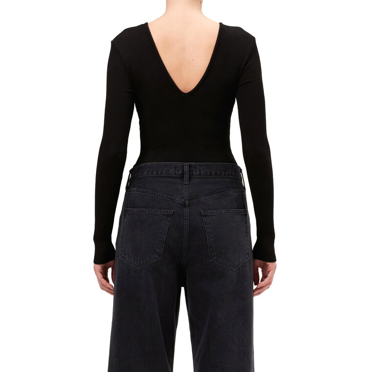 Darla Long Sleeve Double V Bodysuit image number null