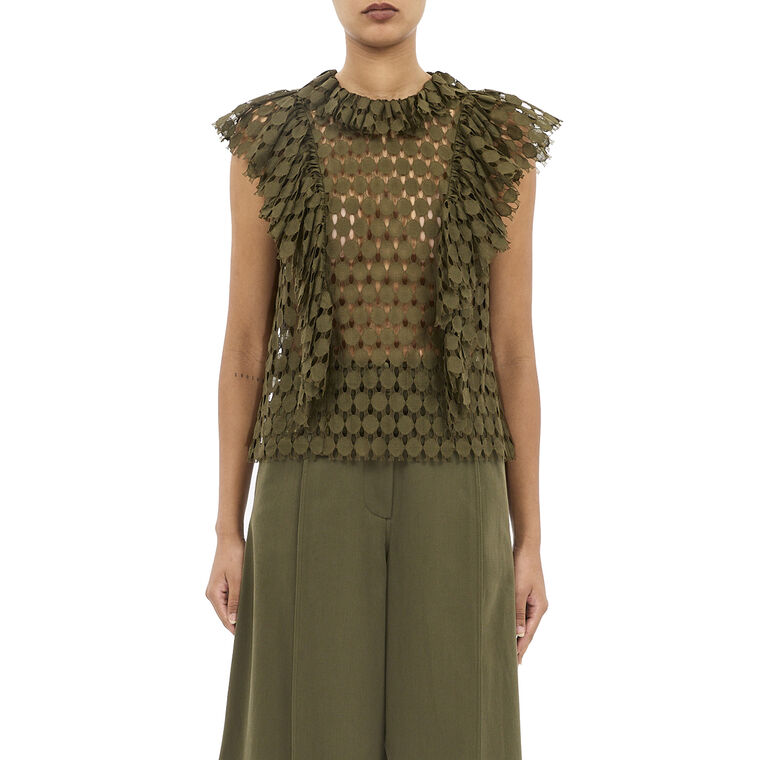 Daevy Cap Sleeve Cutout Ruffle Top image number null