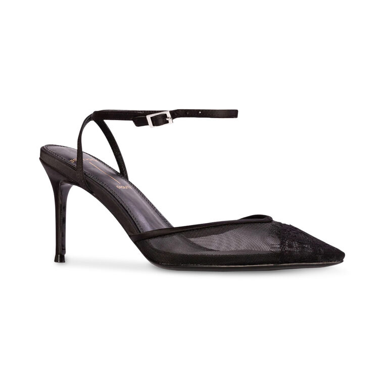 Cara 80mm Satin Mesh Ankle Strap Pump image number null
