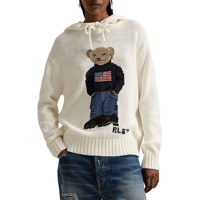 Long Sleeve Cotton Bear Hooded Sweater image number null