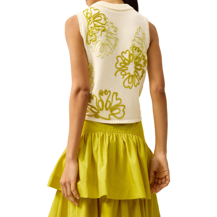 Natasha Embroidered Sleeveless Knit Top image number null
