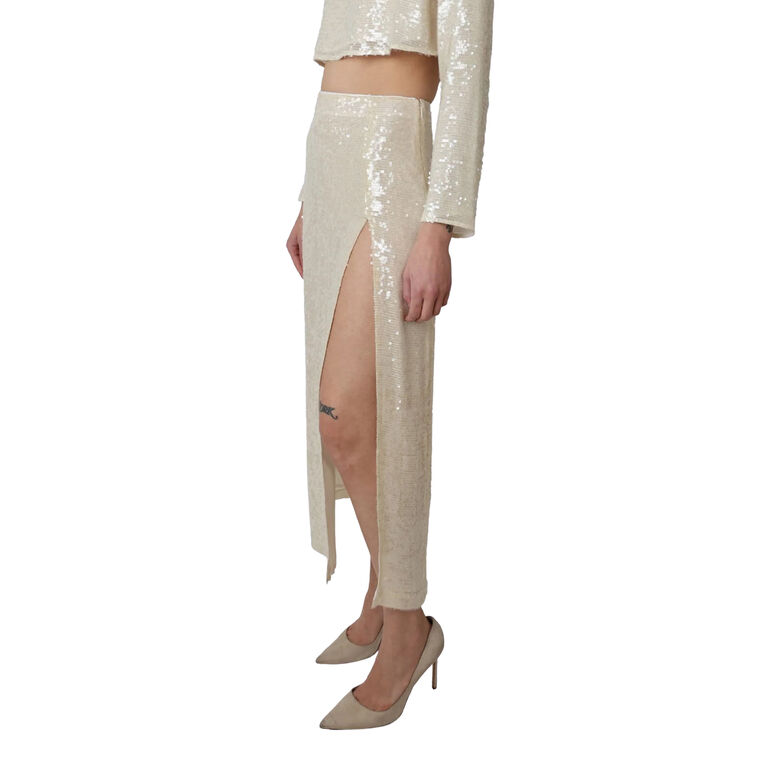 Sequin High-Waisted Maxi Skirt With Slit image number null