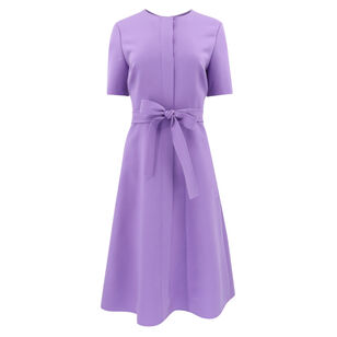 Short Sleeve Virgin Wool Blend A-Line Dress