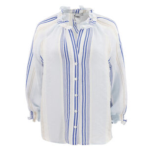 Fiona Striped Raglan-Sleeve Voile Shirt