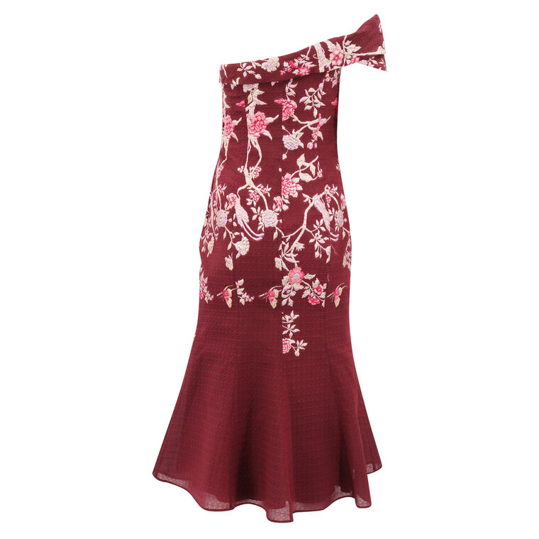 One Shoulder Gilded Midi Dress image number null